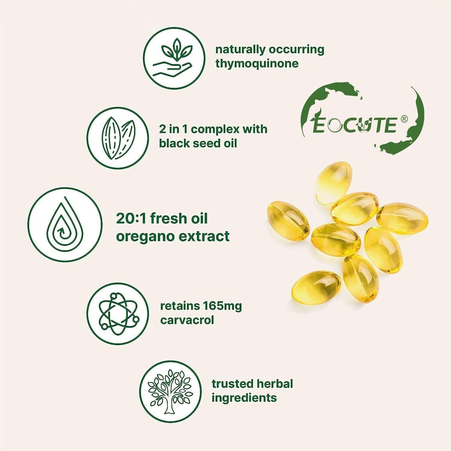 Organic Oil of Oregano 180 Softgels 2 in 1 Black Seed Oil Herbal Supplement